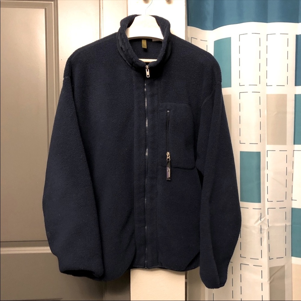 Size Large - Vintage 2000’s Patagonia Navy Synchilla Full Zip Fleece Pile Jacket